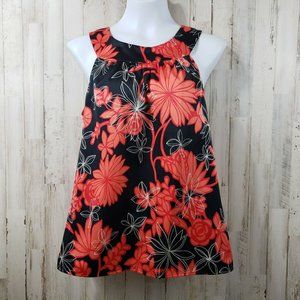 5/$25 Ann Taylor Womens Top 6 Black Orange Floral Career Tank AL6